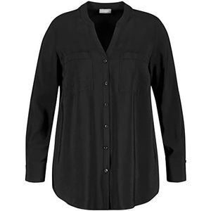 Samoon Casual lange damesblouse casual, licht uitlopende longstijlen, blouse grote maten, zwart, 42