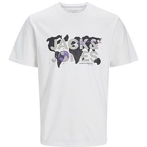 JACK & JONES Heren T-shirt Crew Neck, wit, XXL