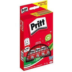 Pritt lijmstift, veilige en kindvriendelijke lijm voor knutselen, sterke lijm voor school en kantoor, 10x 11 g Pritt stick