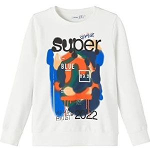NAME IT Boy's NKMBANDY LS Sweat UNB Sweatshirt, White Alyssum, 122/128, wit alyssum, 122/128 cm