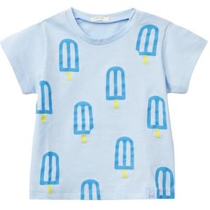 United Colors of Benetton T-shirt voor jongens, Blauw, 56 cm