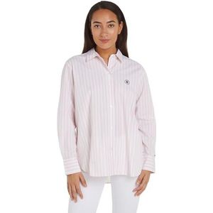 Tommy Hilfiger Dames SMD Stripe Easy Fit Ls Shirt Casual Shirts, Roze, 44, Bold Stp/Whimsy Roze, 70
