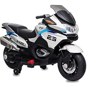 Teorema Giocattoli 66691 Elektrische motorfiets voor kinderen, met licht en geluiden, 12 V accu, wit
