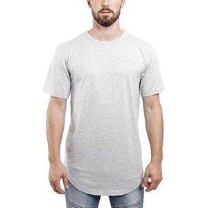 Blackskies Round Basic Men's Longline T-shirt | Oversized gebogen mode korte mouw L/S lange thee - ash grijze kleine s