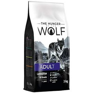 The Hunger of the Wolf Hondenvoer voor volwassen honden van alle rassen, fijn bereid droogvoer met lam en rijst, 3 kg