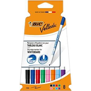 BIC Velleda 1721 ketone whiteboard-marker (ronde punt, 1,5 mm) verpakking à 8 stuks zwart Pouch x 8 gesorteerd