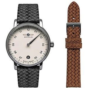 Zeppelin Dameshorloge met lederen band 36 MM ETA kwarts monotimer met één wijzer Datum 8643, beige, Riemen.