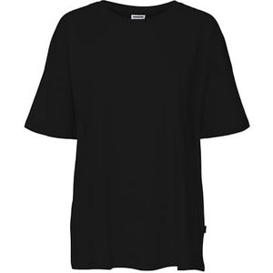 NOISY MAY Womens T-shirt Oversized Top Dropped Shoulder Round Neck Shirt Unicolored NMIDA, Colour:Black, Size:S