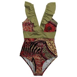 Averie Dames Retro One Piece Zwempak, groen, L