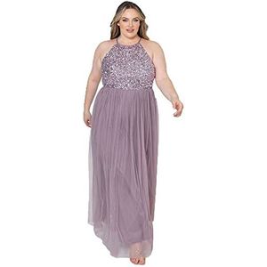 Maya Deluxe Maya verfraaid halterhals maxi-jurk voor dames, bruidsmeisje, Moody Lila, 6