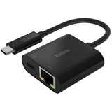 Belkin USB-C/Ethernet- en oplaadadapter (ondersteunt passthrough opladen van aangesloten apparaten met tot 60?W, Ethernet-snelheden tot 1000?Mbps) MacBook Pro Ethernet-adapter