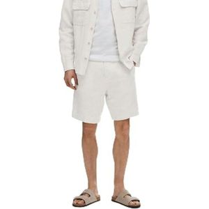 SELETED HOMME Slhreguar-Mads Linnen Shorts Noos, Pure Cashmere/Detail: gemengd W. Wit, S