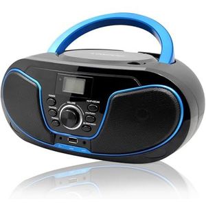 Draagbare CD-radio - Kinder-CD-speler Boombox met USB-ingang | AUX-ingang | Koptelefoonaansluiting | USB-speler | FM-radio (geen AM) | Compact systeem 2x2W RMS