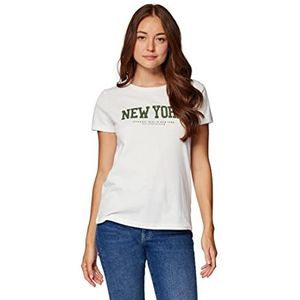 Mavi Dames New York bedrukte T-shirt T-shirt, antiek wit, X-klein, Antiquiteit wit, XS