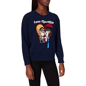 Love Moschino Womens Pullover Sweater, Dark Blue, 38