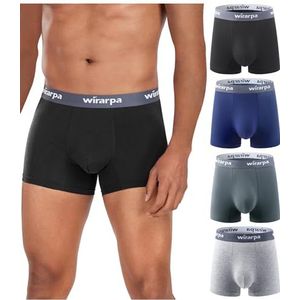 wirarpa Heren ondergoed Trunks Micro Modal Boxer Shorts Zachte Comfortabele Onderbroek voor Mannen 4 Pack, Zwart/Diepgrijs/Grijs/Diepblauw, XL