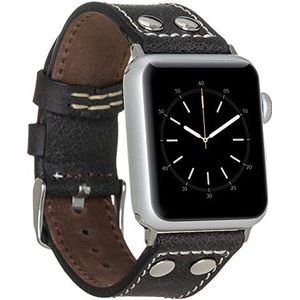Burkley Lederen armband voor Apple Watch in 38/40mm en 42/44mm vintage horlogebandje, wisselarmband, reservearmband, compatibel met alle Apple Watch, handgemaakt (42/44mm, zwart - BA5)