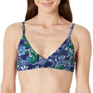 Amazon Essentials Dames lichte ondersteuning klassieke bikini badpak top, diepblauwe paisley, medium