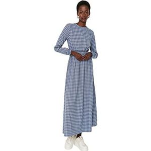 TRENDYOL Dames Woman Basics mini-blazerjurk met reverskraag geweven stof jurk, donkerblauw, 42