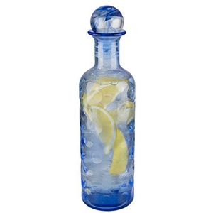 APS glazen karaf ""Iceblue"" voor water en limonade, glazen bolstop, glazen kan (Ø x H): 8 x 30 cm, fles met stop en siliconen afdichting, glaskunst, 0,8 liter, blauw
