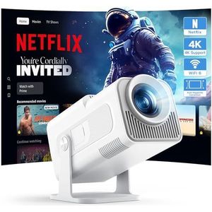 WOLFANG WP03 Mini-projector Full HD 1080P met Android-app, draagbare projector met wifi en Bluetooth voor thuisbioscoop, automatische verticale correctie, 180 ° draaibare buitenfilmprojector voor