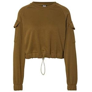 Urban Classics Dames sweatshirt dames korte worker crewneck trui sweater, Summerolive, L