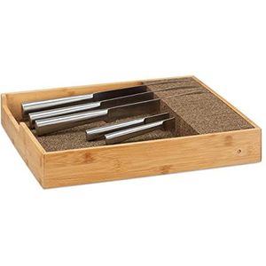 Relaxdays messenhouder hout - messenblok bamboe - lade-organizer - messen opbergen - kurk - XL