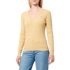 GANT Stretch katoenen kabel V-hals, Burnt Wheat, XS