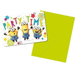 Amscan 9907321 - Uitnodigingskaarten Despicable Me Minions met enveloppen, 8 stuks, kinderverjaardag