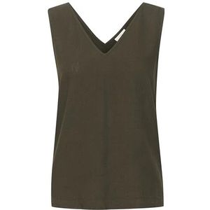 Kaffe Dames Tank Top V-hals Mouwloze Regular Fit Hip Lengte Brede Schouders Dames, Forest Night, 38