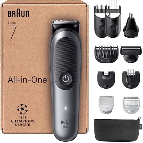 Braun All-in-One Series 7, 12-in-1 Groomingset, ProBlade, AutoSense, 120 min accu, AIO7545, grijs
