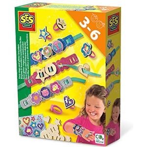 SES Creative 14028 eenvoudige ringen en glitterarmbanden - sieraden maken voor jonge kinderen, maak je eigen ontwerp, leeftijd 3 jaar