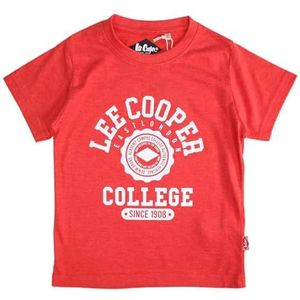 Lee Cooper T-shirt voor jongens, top met korte mouwen, katoen, polyester, rood, 12 jaar, Rood, 12 Jaren