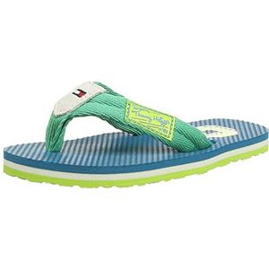 Tommy Hilfiger FLIPPER 9D Teenslippers voor jongens, Groen Sea Green Algiers Blue 835, 38 EU