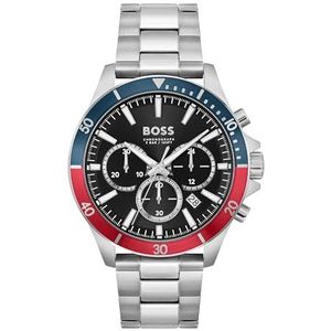 BOSS Troper Collection Heren Quartz Chronograaf Horloge met Zilveren Roestvrij Stalen Band - 1514108, Voorverpakt Assortiment, Voorverpakt assortiment, armband