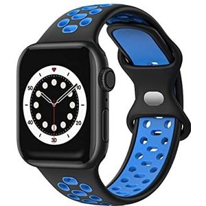 Compatibel met Apple Watch armband 38 mm, 40 mm, 41 mm, reservearmband compatibel met iWatch serie 7 (41 mm) SE serie 6/5/4 (40 mm), serie 3/2/1 (38 mm), zwart en blauw, Eén maat