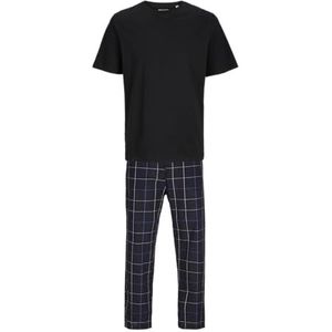 Jack & Jones Jacbacis T-shirt en geweven broek, geschenkdoos, Zwart/verpakking: broek Navy Check, M