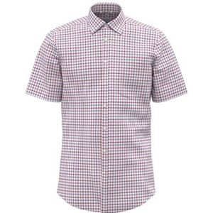 Seidensticker Businesshemd voor heren, comfortabele pasvorm, strijkvrij, New Button-down, korte mouwen, 100% katoen, rood, 39