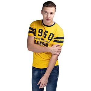 Lonsdale Heren Walditch T-shirt, geel/marineblauw, L