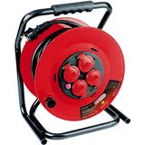 KS Tools - 150.4222F - Elektrische Haspel - 40 m - 4 Klapstopcontacten 16A/230V - Draaggreep