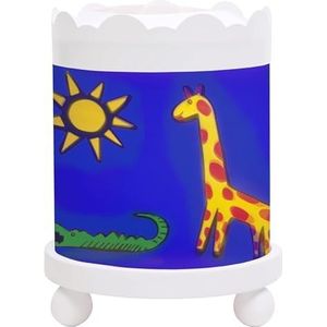 Trousselier - Jungle - Nachtlampje - Magische Carrousel - Ideaal geboortegeschenk - Kleur hout wit - Geanimeerde beelden - rustgevend licht - 12V 10W gloeilamp inbegrepen - EU-stekker