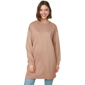 Trendyol Dames bescheiden reguliere basic ronde hals gebreide bescheiden sweatshirts, Roze-huid, XL
