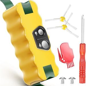 Morpilot Batterij voor iRobot Rumba 500 600 700 800 serie en R3, Scooba 450 Stofzuiger, 14,4 V 4050mAh Ni-MH, met 2 Zijborstels