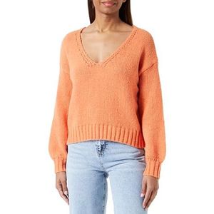 myMo Dames Sookie, modieuze polyester zwart maat XS/S pullover sweater, oranje, XL