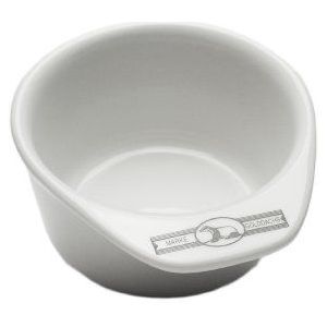 Golddachs Scheerpot wit met handvat en logo zonder zeep, logo op handvat