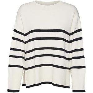 VERO MODA Dames Vmsaba Ls O-Neck Stripe Ga Noos Pullover, Berk/stripes: zwart, L