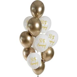 Folat 25165 Ballonnen set latex gouden jubileum 33 cm - 12 stuks - voor jubileum 50 jaar