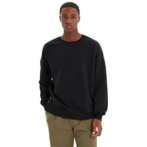 Trendyol Men's Black Regular Fit lange mouwen Bicycle kraag zipper sweatshirt, S
