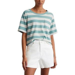 Marc OPolo T-shirt voor dames, van biologisch katoen, gestreept, Multi/Pure Teal, S