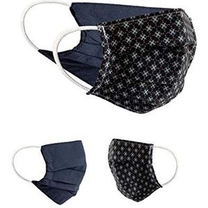 BaF Community-maskers Set van 2 stuks Unisex geïmproviseerd masker Omkeerbaar mondbeschermingsmasker Mond- en neusbescherming Omkeerbaar masker met motief katoen BCI Wasbaar